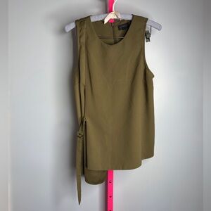Topshop Olive Green Asymmetrical Tie-Waist Blouse